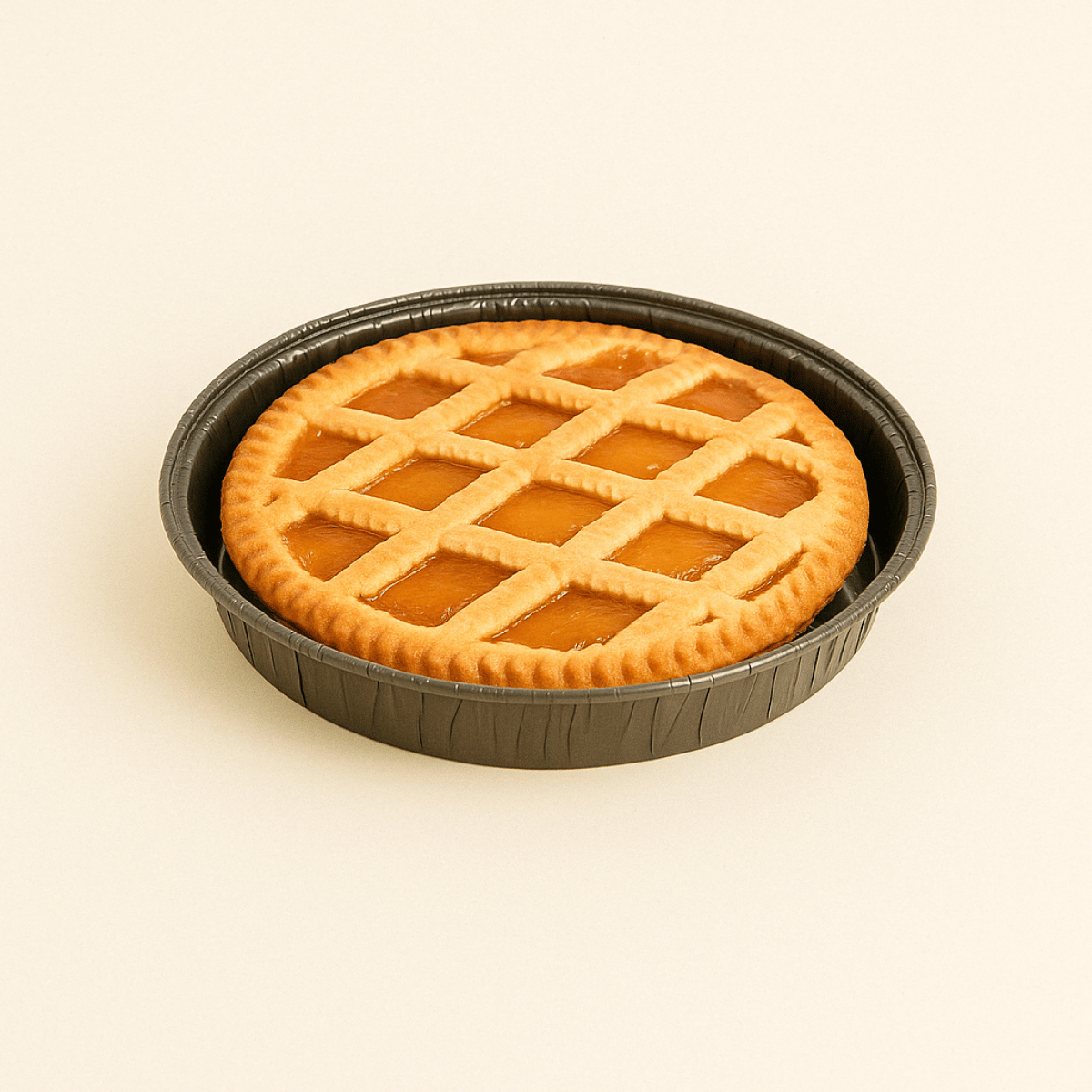 Stampo per crostata in carta con crostata dentro
