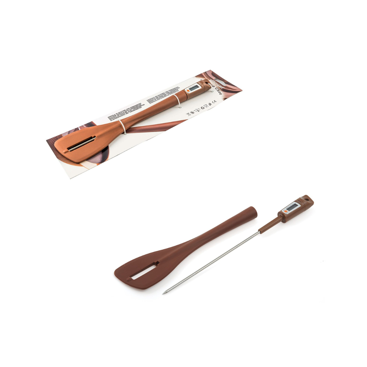 Paletta termica e termometro per cioccolato, nella confezione e sfusi 