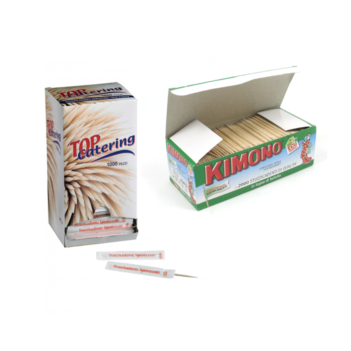 Stuzzicadenti nelle loro confezioni 