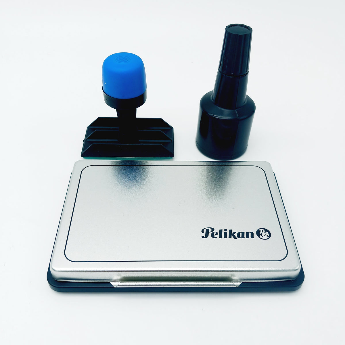 Kit con timbro personalizzabile, cuscinetto spugna e inchiostro