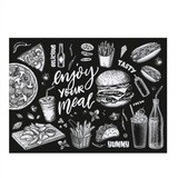 Tovaglietta americana nera  con fantasia enjoy your meal