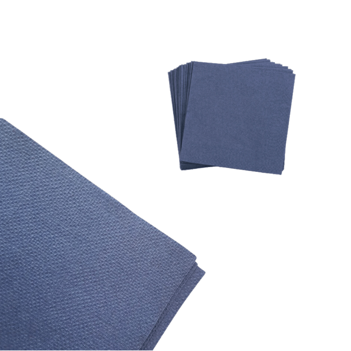 Tovagliolo monouso blu mostrato intero e dettaglio