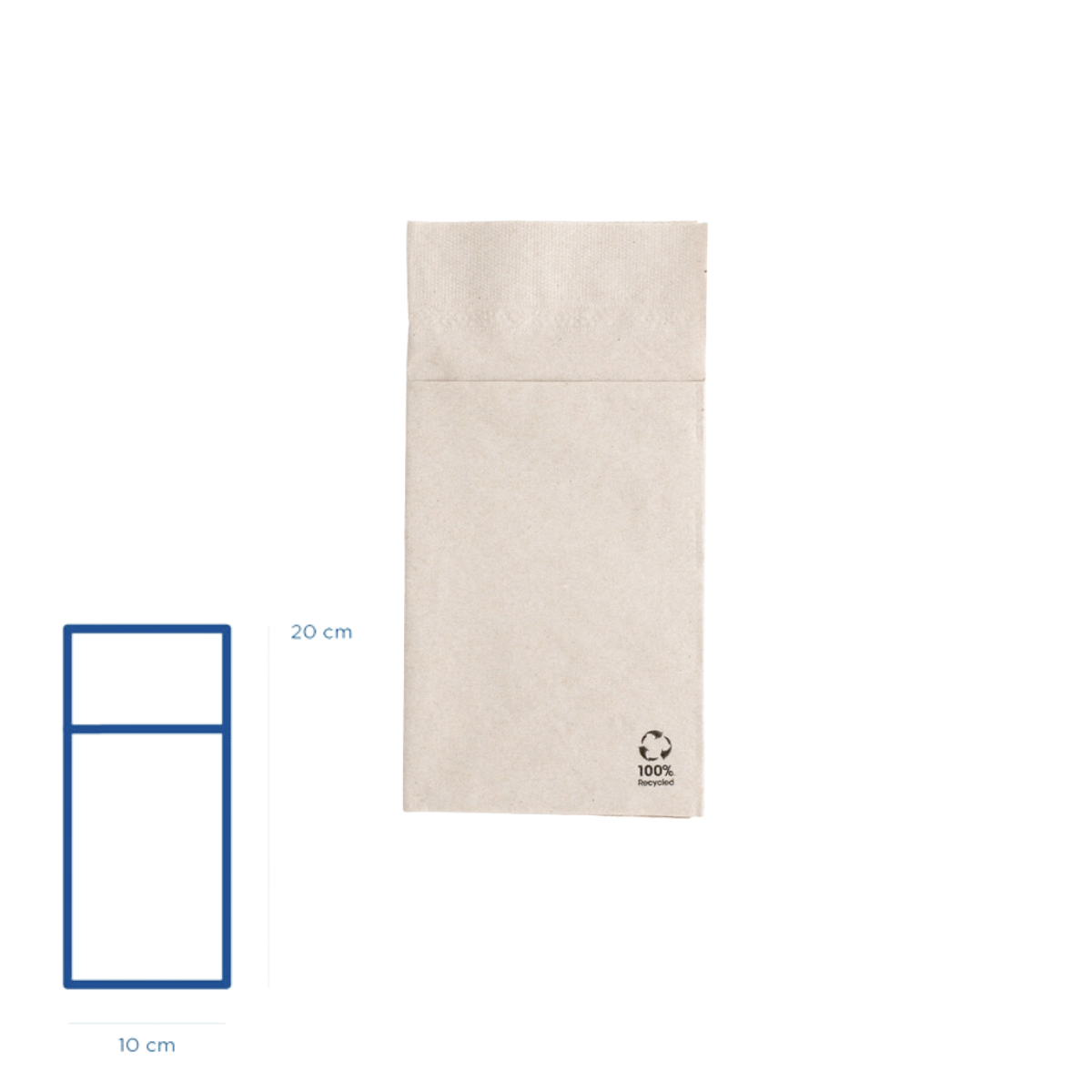 Tovagliolo porta posate e suo disegno con misure