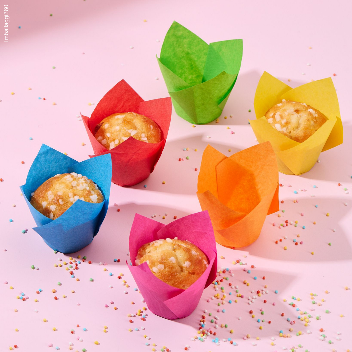 200 pz Pirottino Tulip Colorati Per Muffin € 0,068 Cad + Iva