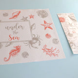 Set di tovaglietta americana di carta e busta  pe posate con fantasia under the sea 