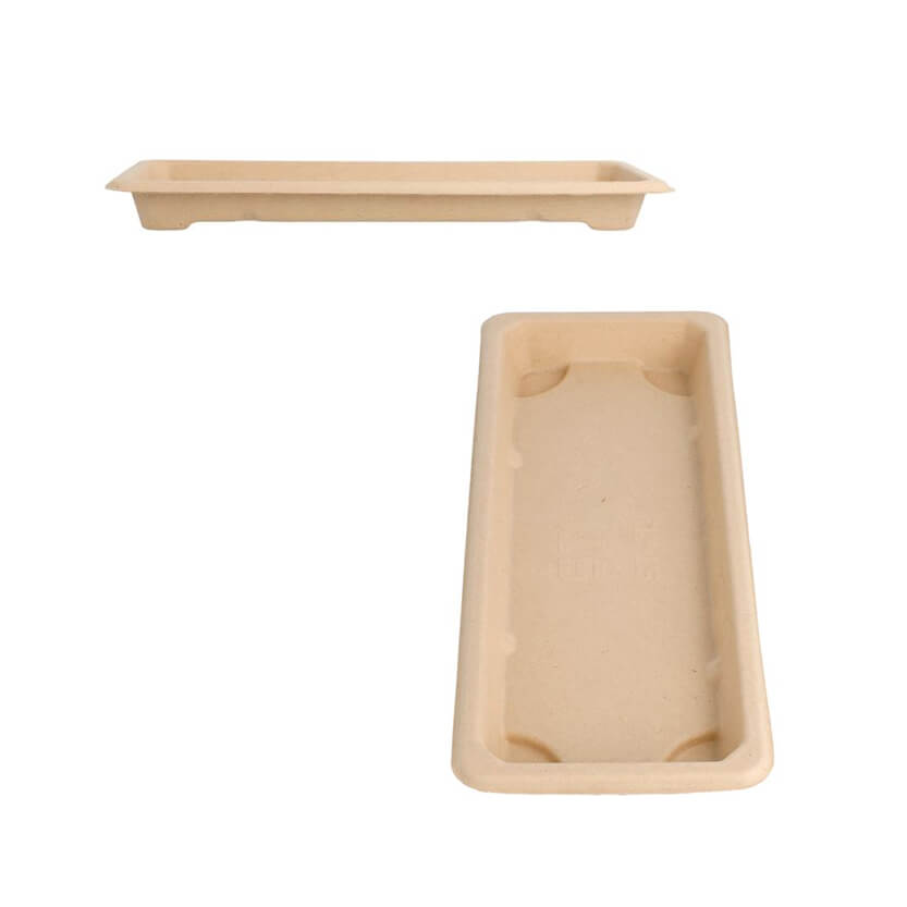 Base color avana vaschetta sushi, mostrata da lato e da sopra