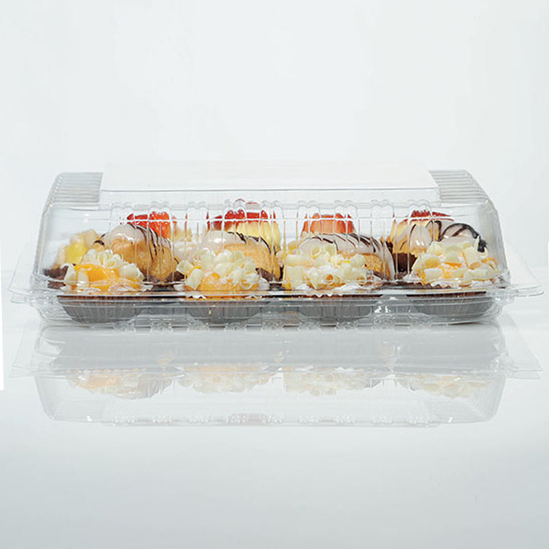 Vaschetta trasparente rettangolare piena di pasticcini 