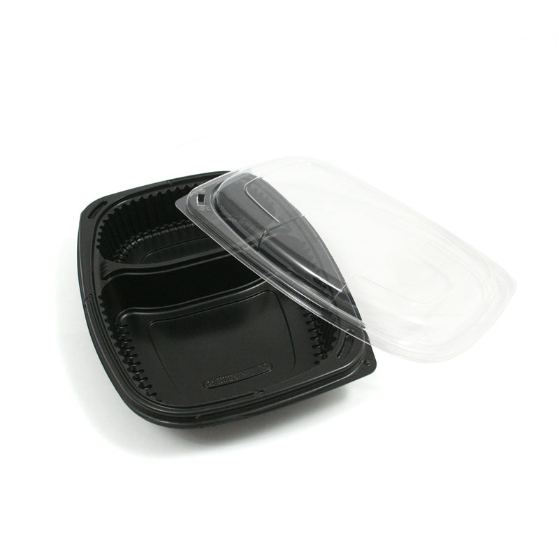 Vaschetta base nera due scomparti e coperchio trasparente 
