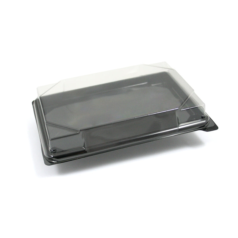 Vaschetta nera di plastica con coperchio nero trasparente 