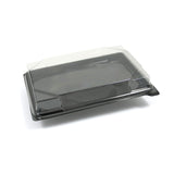 Vaschetta nera di plastica con coperchio nero trasparente 