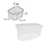 Vaschetta bianca di plastica vuota e suo disegno tecnico