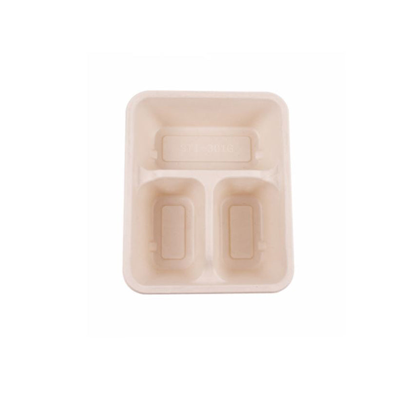 Vaschetta per cibo da asporto, tre scomparti, vista dall'alto