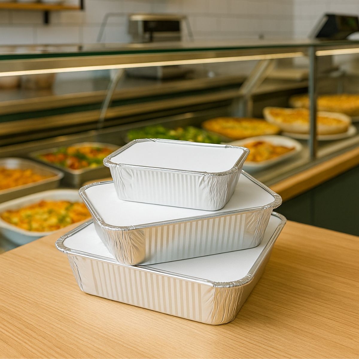 100pz Vaschette in Alluminio per Alimenti + coperchio da € 0,032 Cad + Iva