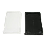 Vassoio nero rettangolare con coperchio trasparente , divisi 