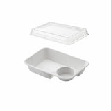 Vassoio con scomparto per salsa, e coperchio di plastica 