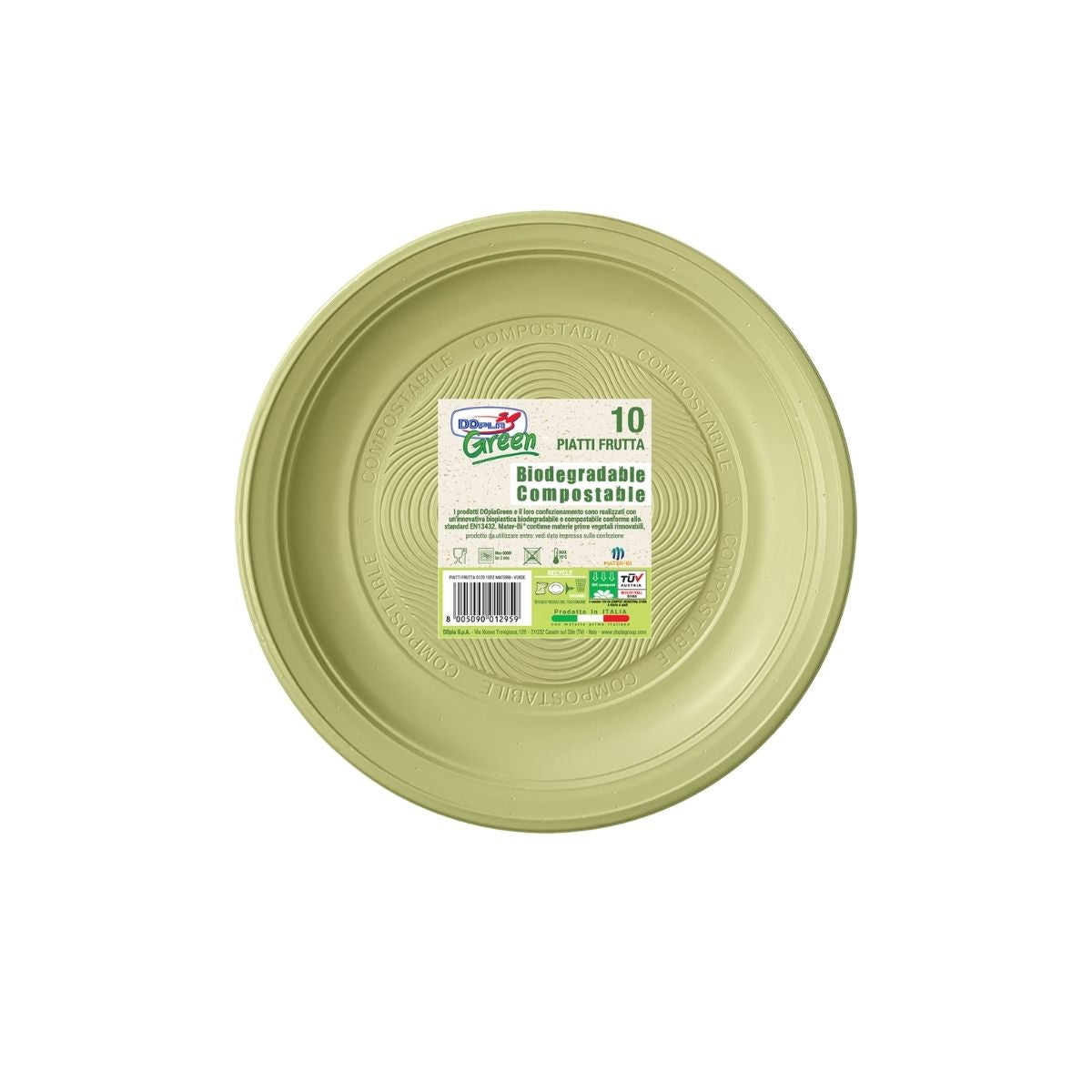 Piatto monouso compostabile verde 