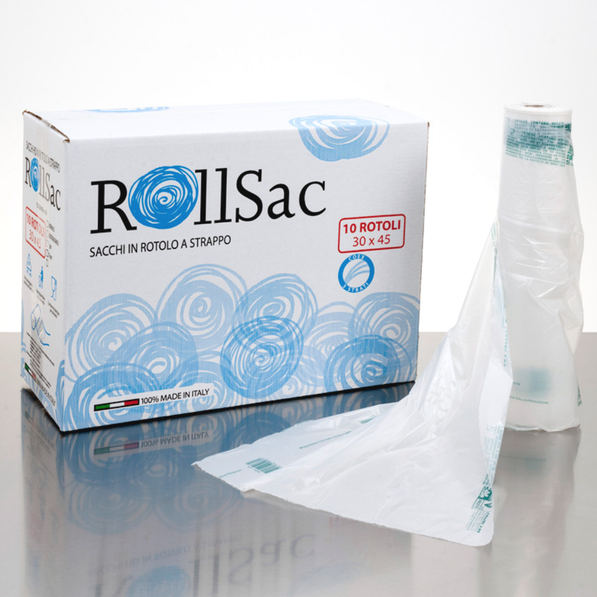 Confezione di sacchi in rotolo a strappo