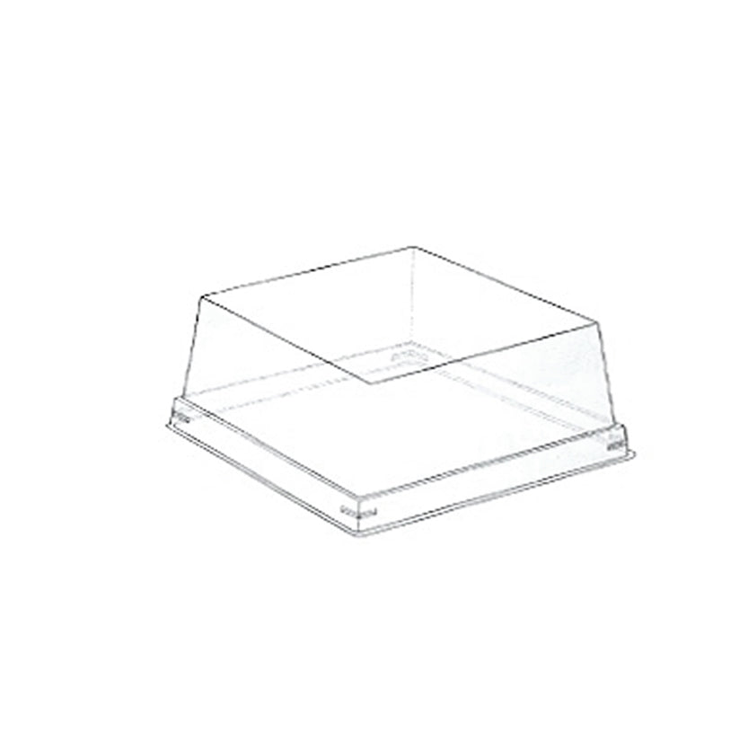 Disegno tecnico del coperchio trasparente quadrato per base torte 