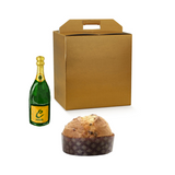 Scatola porta bottiglia e panettone dorata 