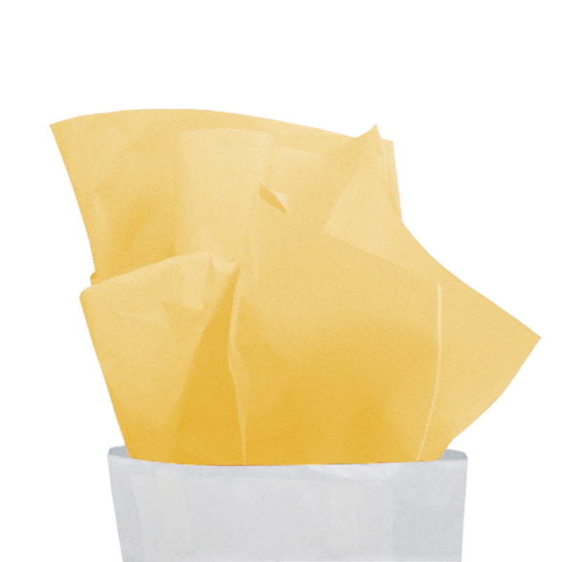 Carta velina gialla che esce da un sacchetto bianco 