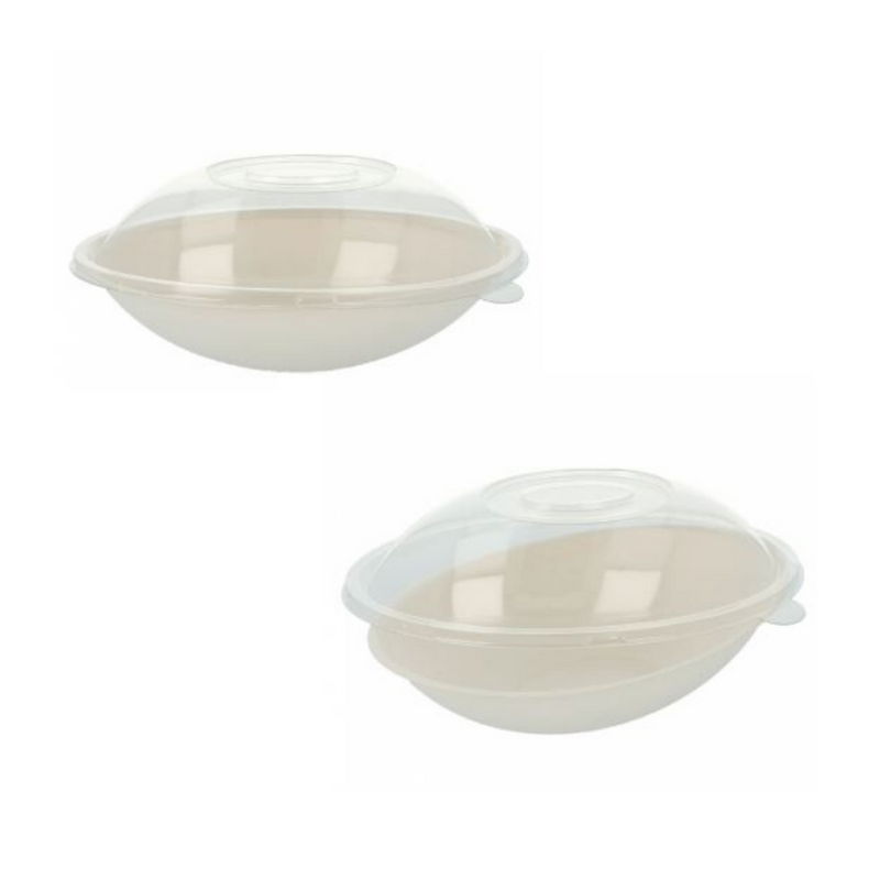 Ciotole bianche di plastica con coperchio trasparente 