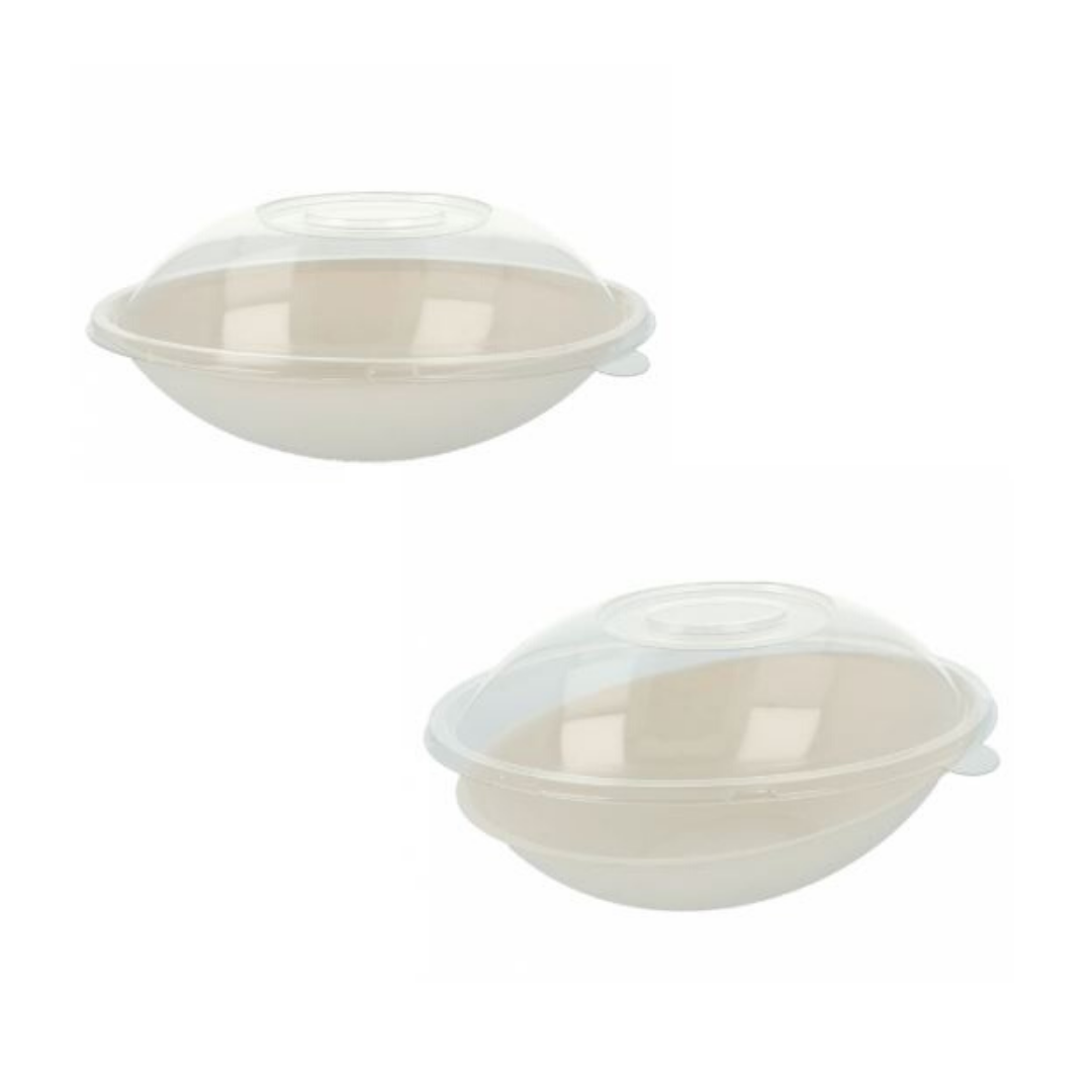 Ciotole bianche di plastica con coperchio trasparente 