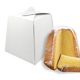 Scatola porta pandoro bianca e pandoro 