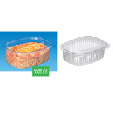 Disegno di vaschetta trasparente con coperchio anti appannamento  e foto con cibo dentro