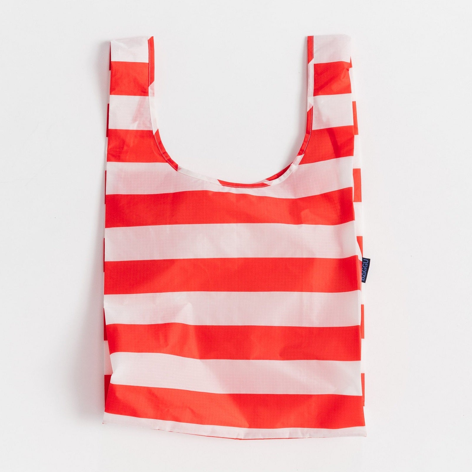 Shopper riutilizzabile a righe orizzontali bianche e rosse