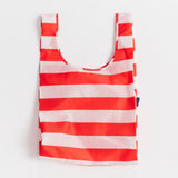 Shopper riutilizzabile a righe orizzontali bianche e rosse