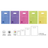 Buste in plastica manico a fagiolo, 4 misure e 5 colori mix a pois bianchi 