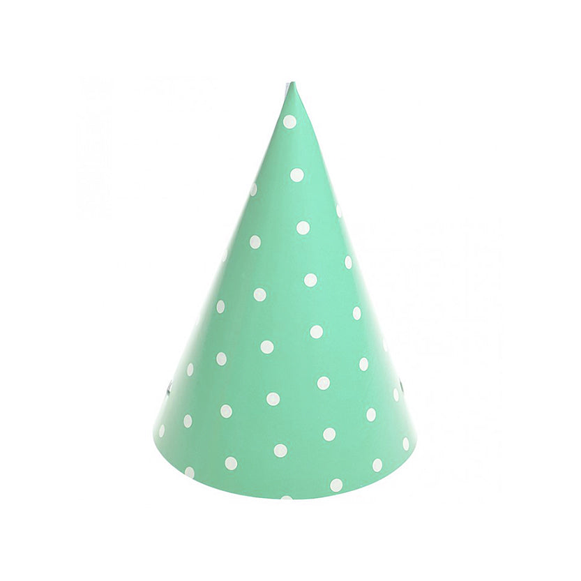 Cappellino cono verde con pois bianchi