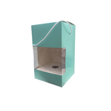 Scatola per uovo di Pasqua di cartone azzurra con finestra e manico in cordoncino, vuota