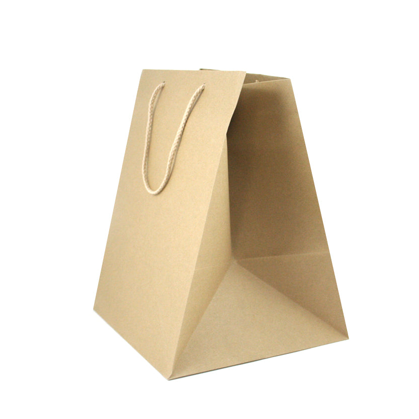 Shopper di carta fondo largo, color avana, vita di lato