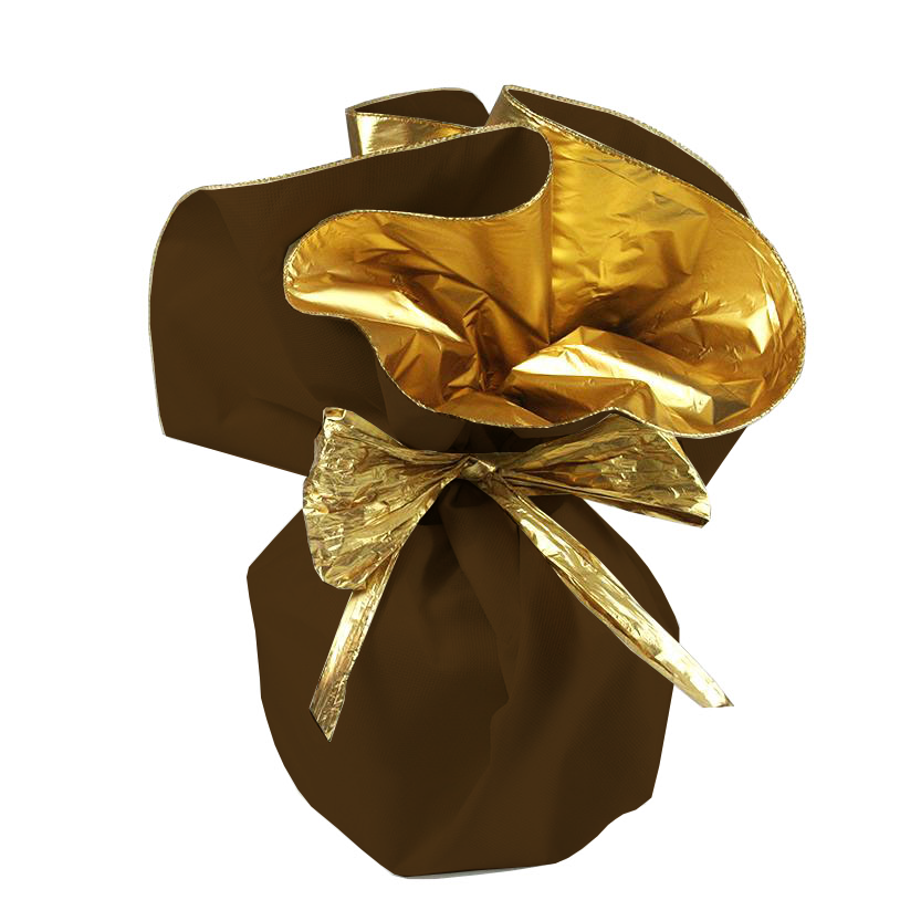 Carta per confezioni marrone oro su un panettone 