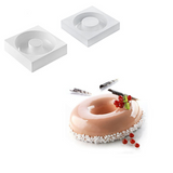 Stampi in silicone bianchi per ciambelle e ciambella glassata rosa 