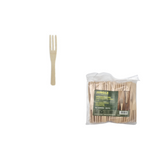 Forchettina in legno mostrata singola e nella sua confezione