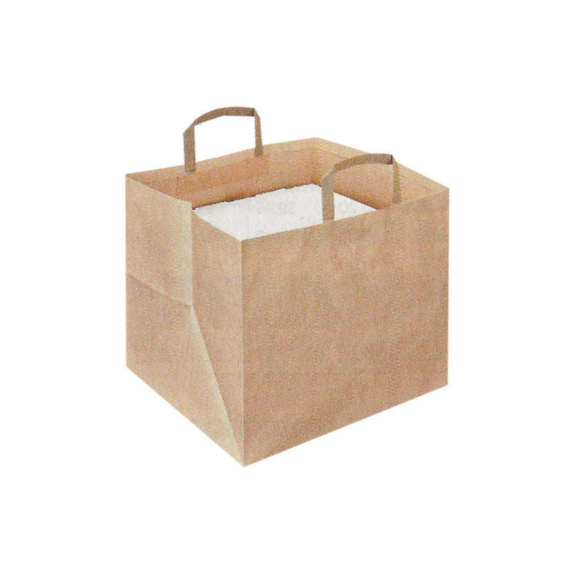 Shopper di carta avana a fondo quadro piena 