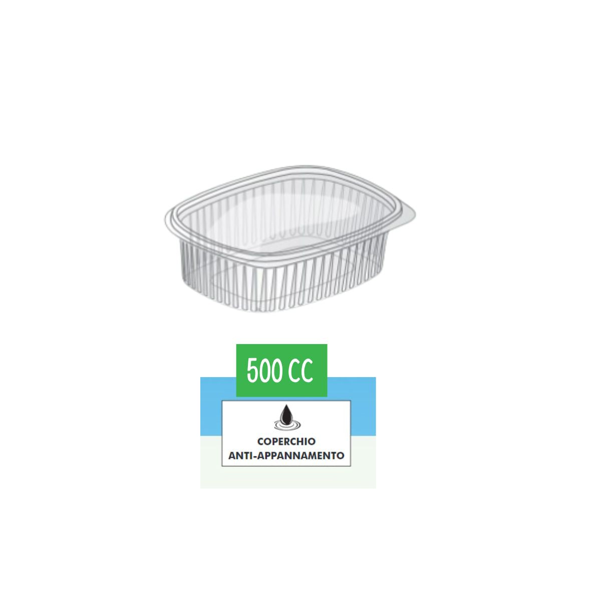 Disegno di vaschetta trasparente con coperchio anti appannamento 