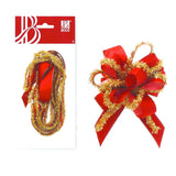 Coccarda rossa e dorata, aperta e nella confezione