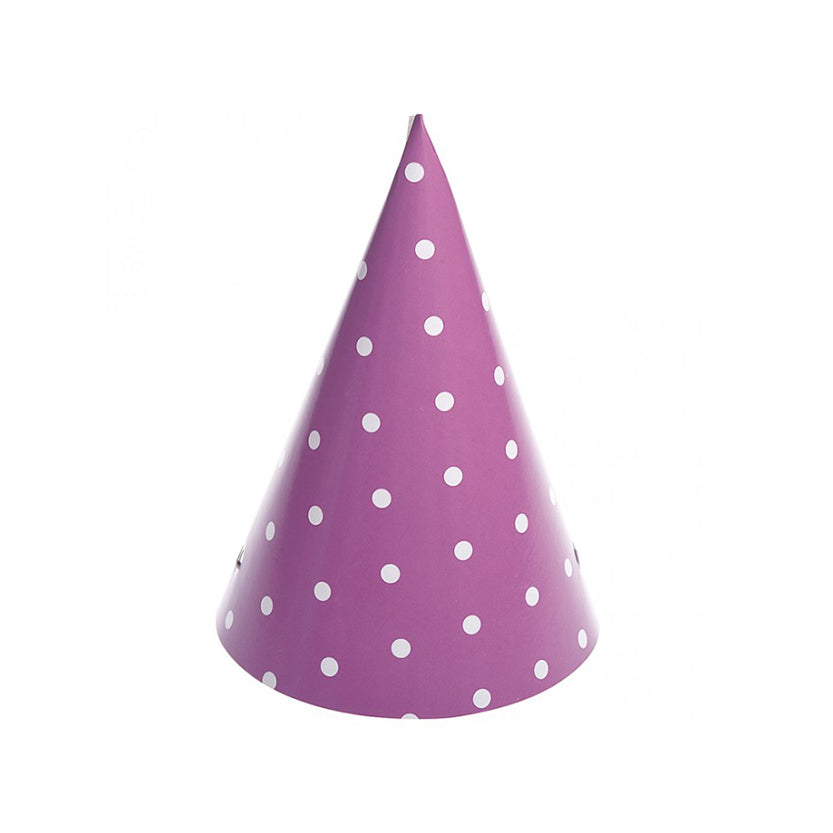 Cappellino cono lilla con pois bianchi