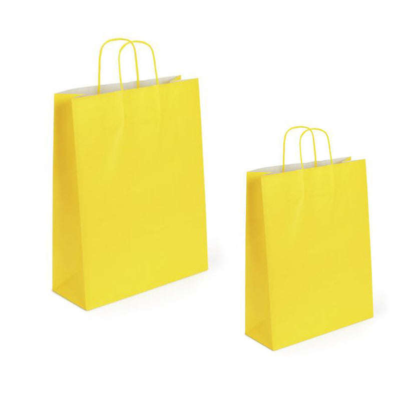 25 pz Shopper in carta colore giallo da € 0,4 Cad + Iva