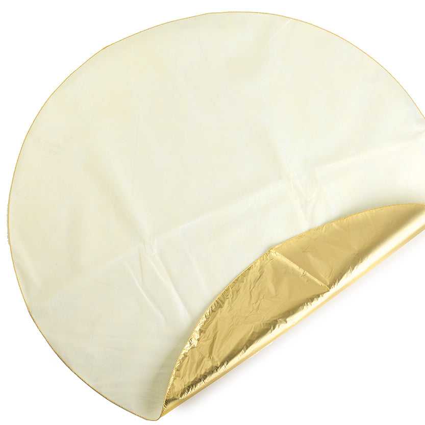 Disco in tnt per confezioni, un alto dorato ed uno bianco