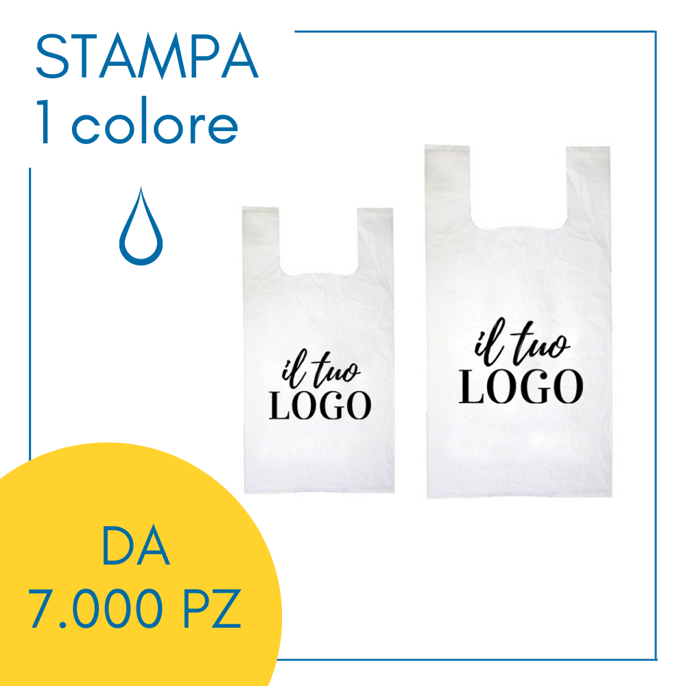 Shopper compostabili personalizzabili ad un colore con il tuo logo