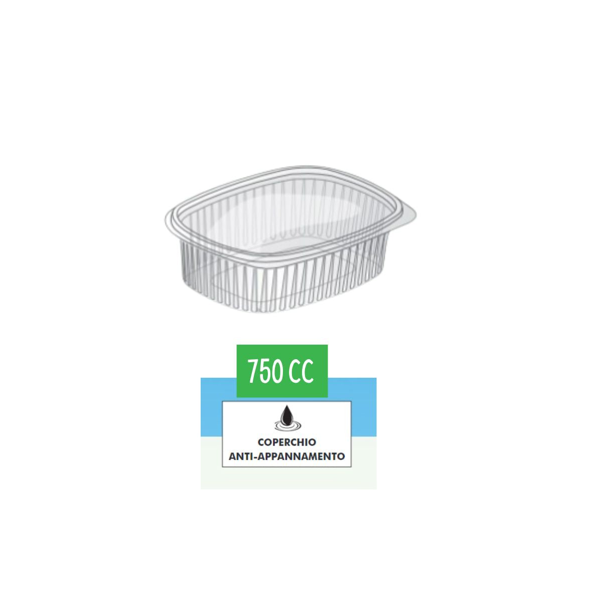 Disegno di vaschetta trasparente con coperchio anti appannamento 