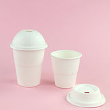 Bicchiere di carta bianco monouso da asporto con cupola 