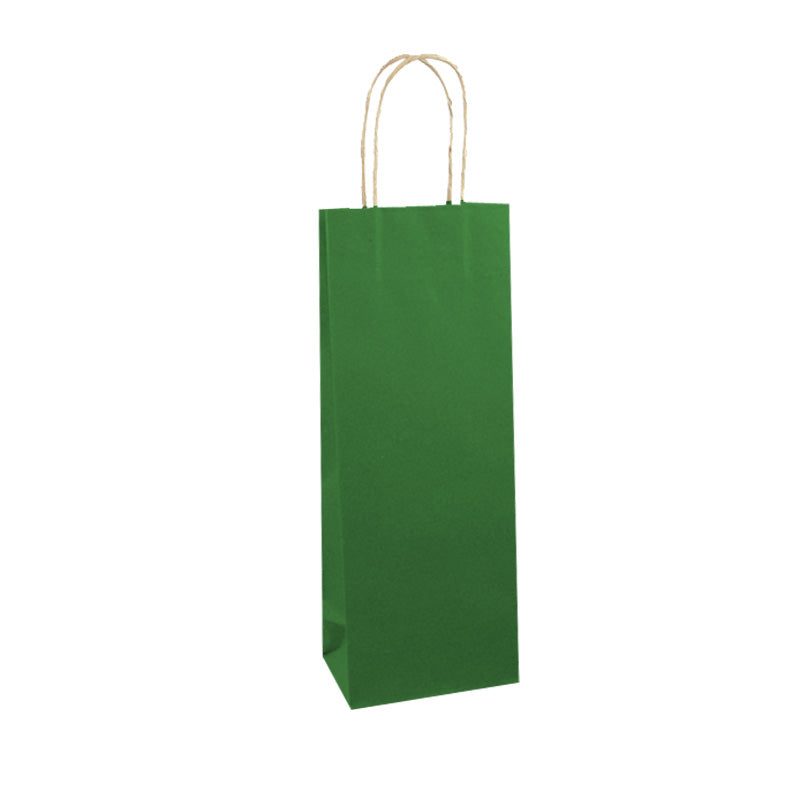 Shopper di carta per bottiglia di vino color verde 