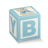 Cubo bomboniera azzurro con orsetto e una B ed una Y