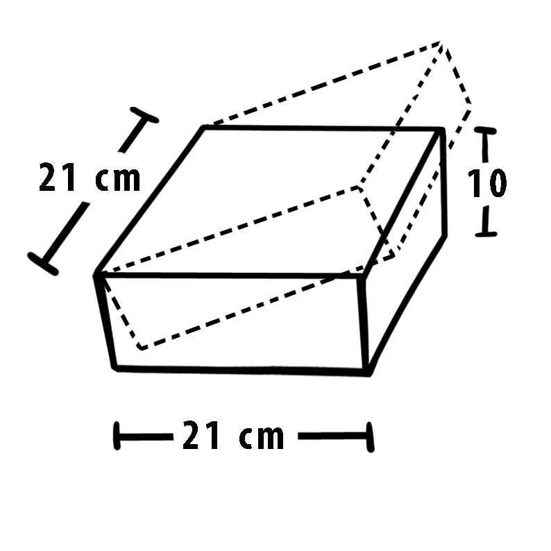 Disegno tecnico con misure di una scatola 