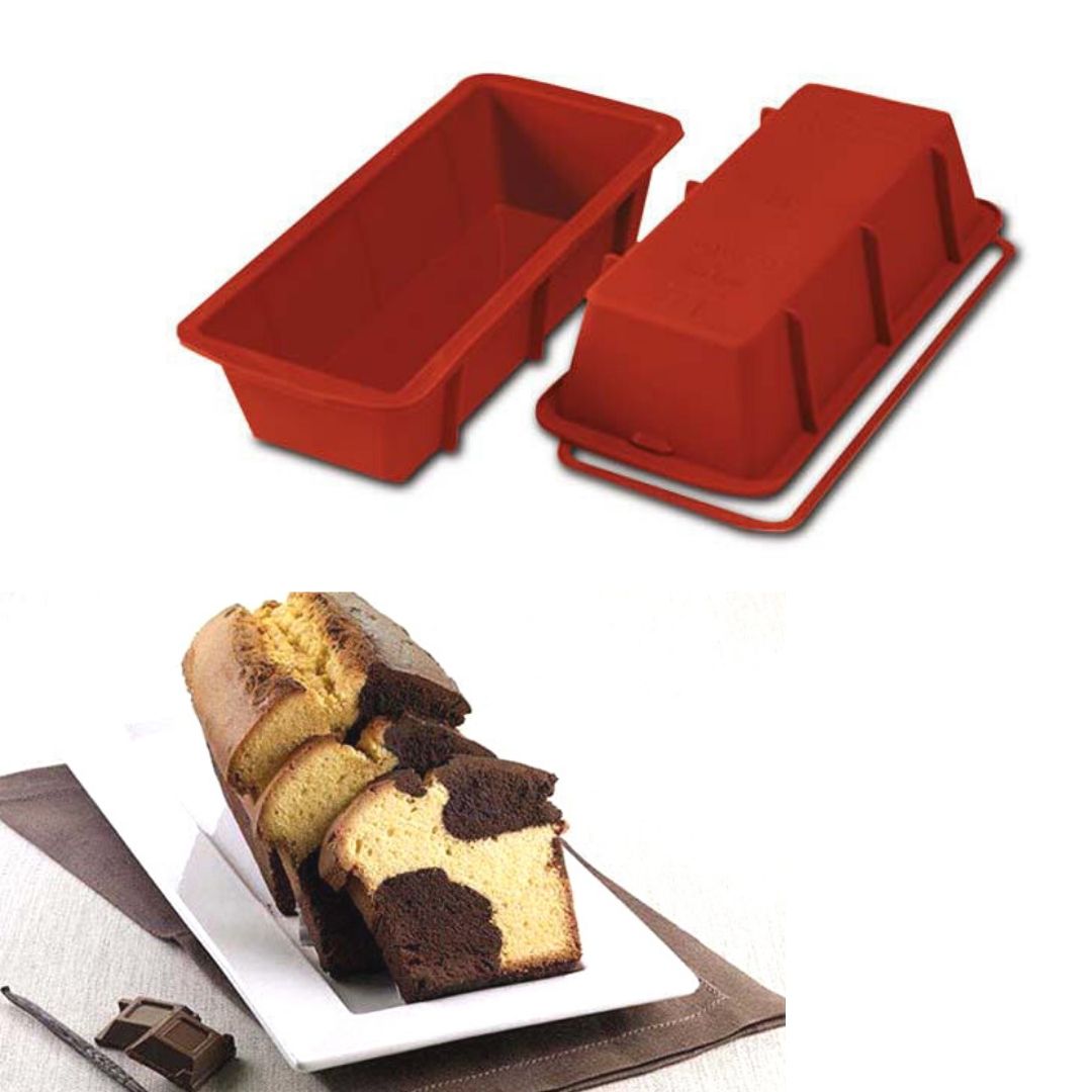 Stampo di silicone per plumcake e plumcake tagliato 